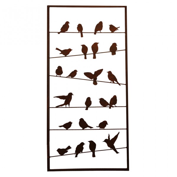 Rostmetall Paravent 190 x 90 cm - Vögel Motiv