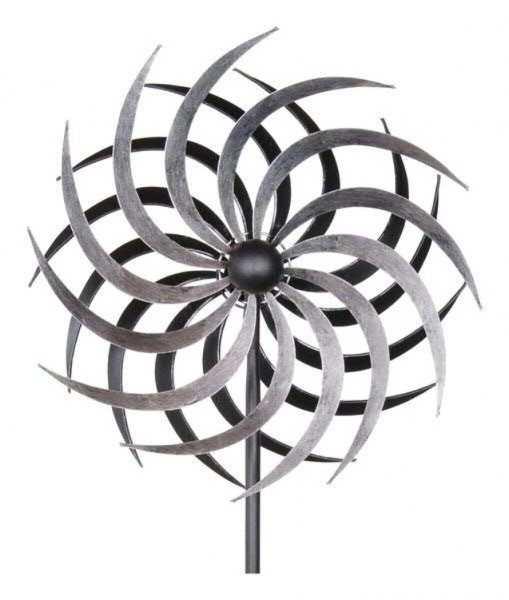 Windrad Silberrose aus Metall ø 38 - Höhe inkl. Stab 175 cm