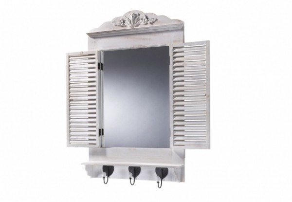 White vintage Dekofenster mit Spiegel 95 cm