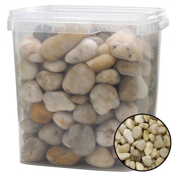 Flußkiesel weiss 20-40mm - Dekosteine Eimer 5 Liter