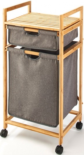 Bambusgestestell Wäschesortierer mit 2 Fächer 85cm