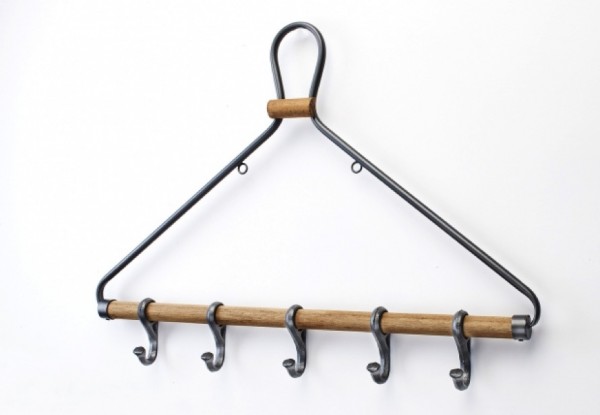 Hänger Wandgarderobe aus Holz und Metall mit 5 Haken 62x45 cm