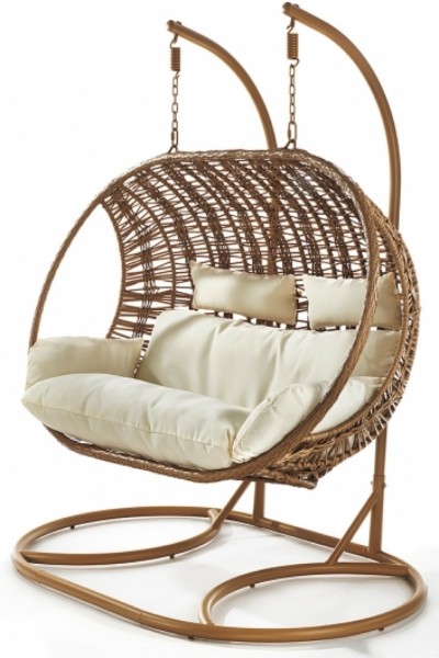 Makena Zweisitzer Hängekorb aus Polyrattan Komplettset