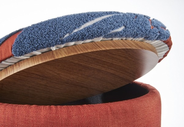Asili oranger Sitzhocker mit Blattmuster