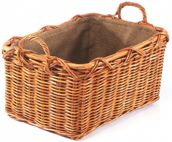 Lacak Rattan Holzkorb eckig mit Henkel