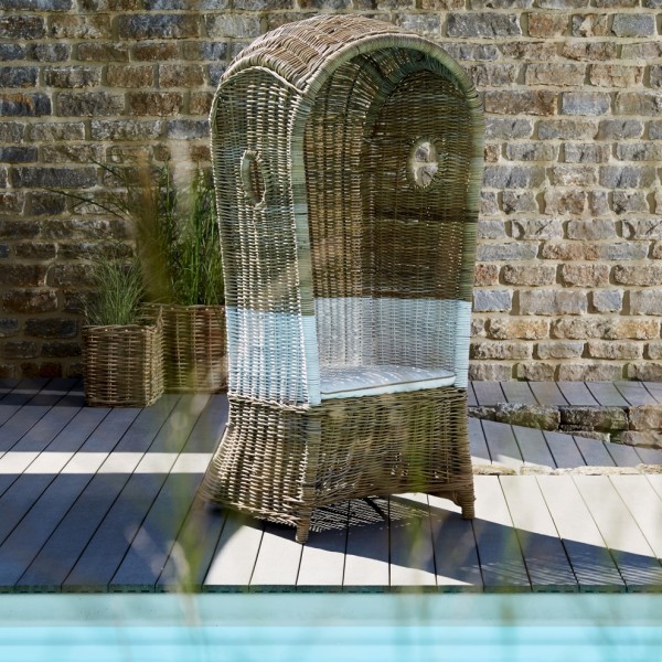 Rattan Strandkorb 75 cm mit Kissen