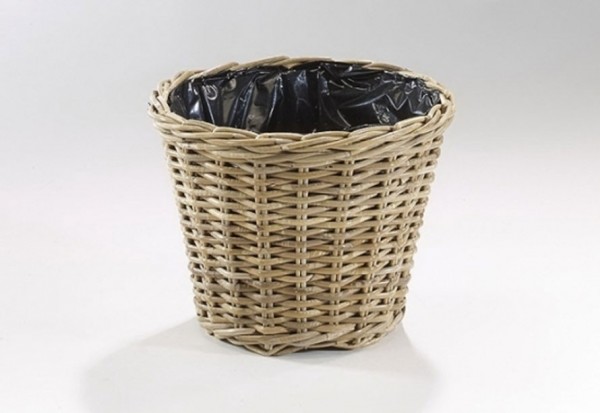 Übertopf konisch rund aus Rattan Kubo grey