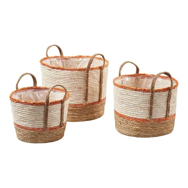 Natur Seegras Pflanzkorb mit Henkel 3er Set