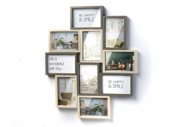 Gray Holz Bilderrahmen Collage für 10 Bilder