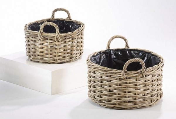 Landsitz Rattan Pflanzkorb rund 2er Set