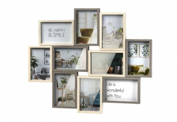 Gray Holz Bilderrahmen Collage für 10 Bilder
