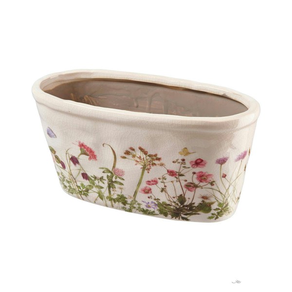 Fleurs Jardiniere mit Blumenmuster aus Keramik 25 cm