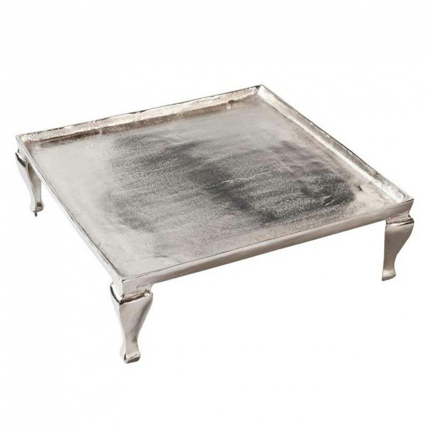 Antika Aluminium Tablett quadratisch mit Füßen