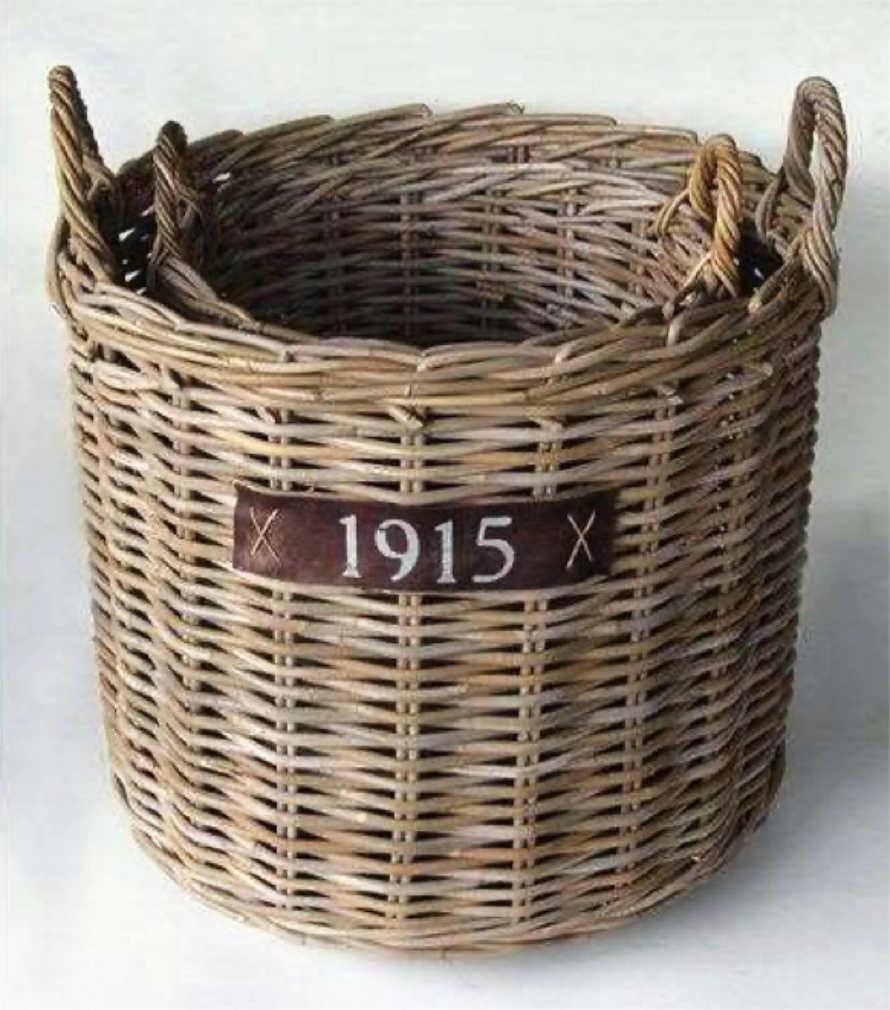 Rattan natur Pflanzkorb rund mit Rollen