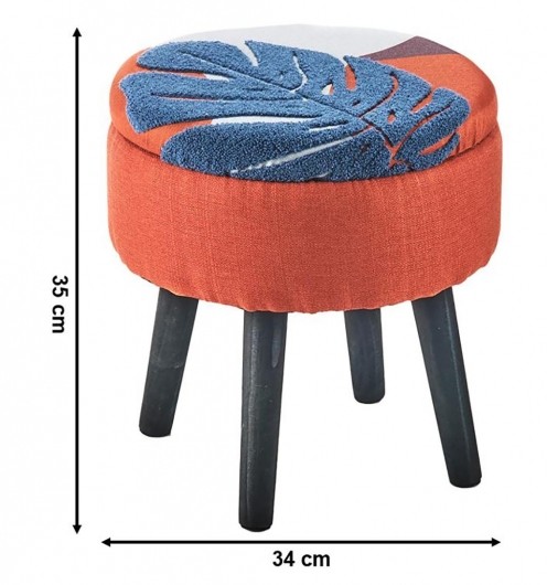 Asili oranger Sitzhocker mit Blattmuster