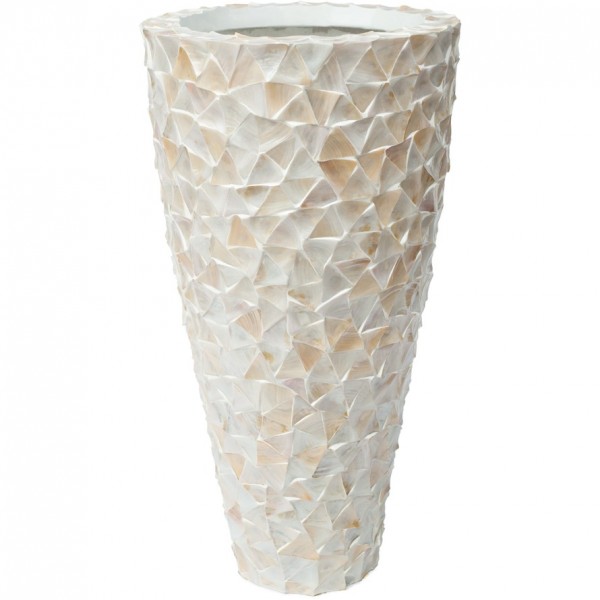 Coastline Perlmutt weiß | Fiberglas Pflanzvase