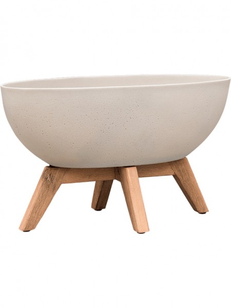 Raffinierter Retro Pflanzkübel oval mit Holzbeinen