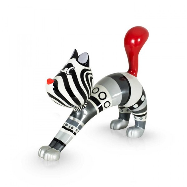 Deko Katze aus Fiberglas - Stretching Cat Hille Silverline