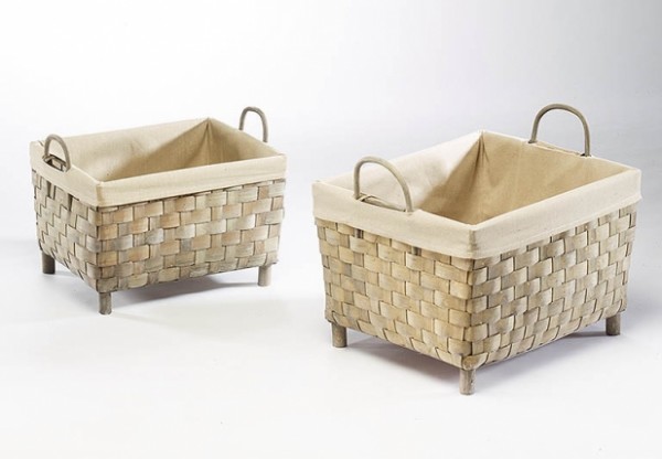 Dekokorb Jule 2er Set Chipwood grey-washed