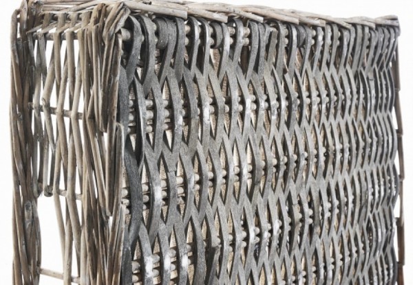 Tablett Home aus Weide mit Holzboden