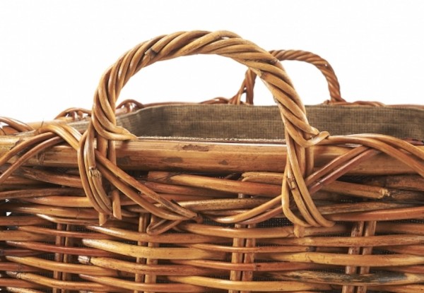 Lacak Rattan Holzkorb eckig mit Henkel