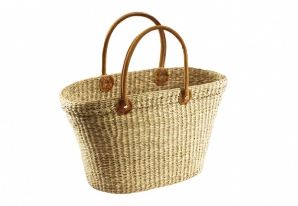 Klara Seegrastasche 46 cm mit Ledergriffe