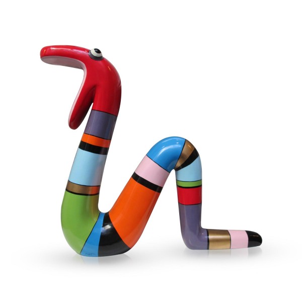 Schlange aus Fiberglas - Moving Snake Rainbow Gold