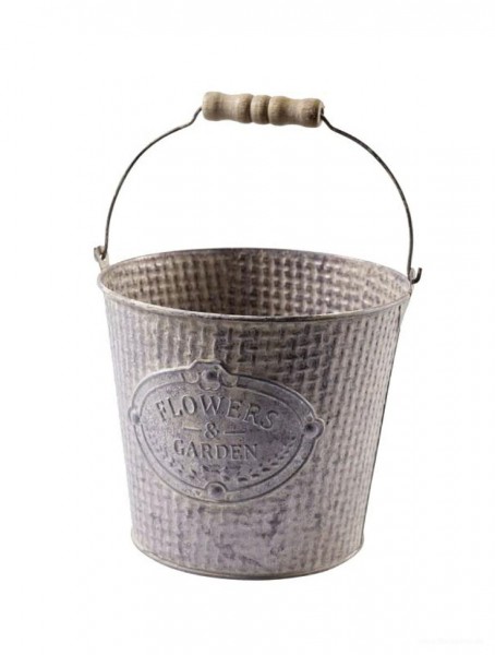 Metall Eimer grau Flowers & Garden ø 18 cm - Höhe 14 cm grau
