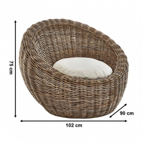 Rattan Loungesessel Rondo mit Kissen