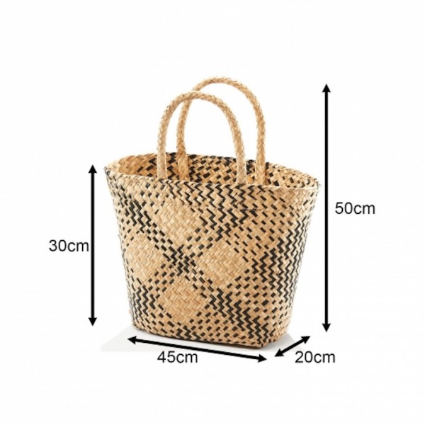 Seegras Tasche schwarz natur 45 cm