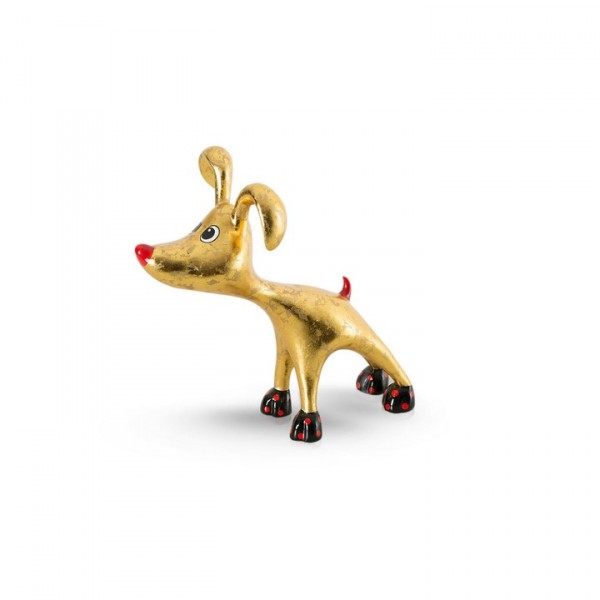 Deko Hund aus Fiberglas - Stretching Dog Billie Fresh Gold