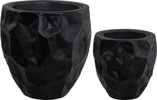 Black Natan - 2er Polystone Pflanzkübelset