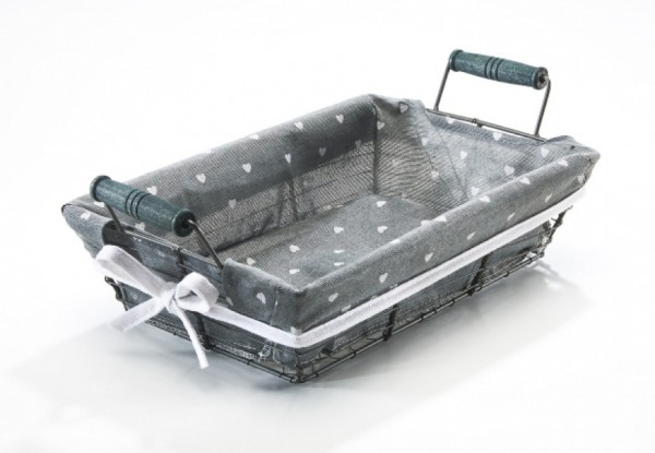 Hearts Metall Dekokorb eckig mit Griffen