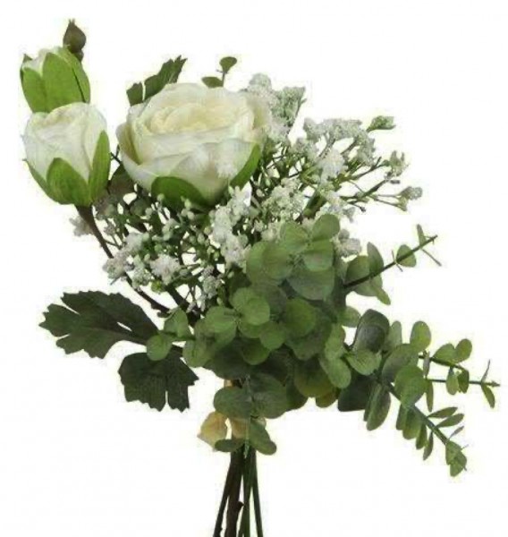 Rosen Strauß 35 cm - Kunstblumen cremeweiß
