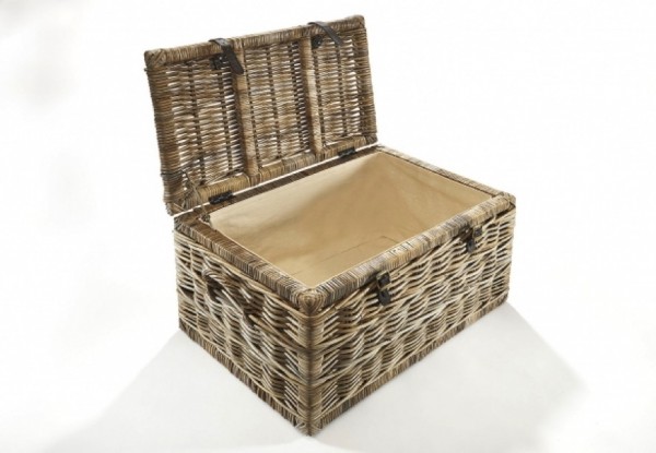 Südsee Sitztruhe Rattan - Kubu grau