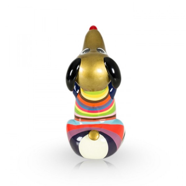 Sitzender Hund aus Fiberglas - Sitting Hot Dog Multi Color Gold