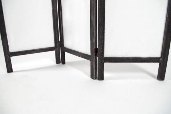 Pure - Paravent mit schwarzen Holzrahmen und Textilbezug