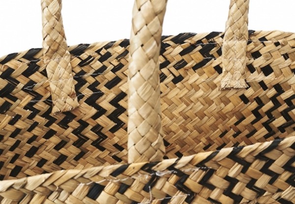 Seegras Tasche schwarz natur 45 cm
