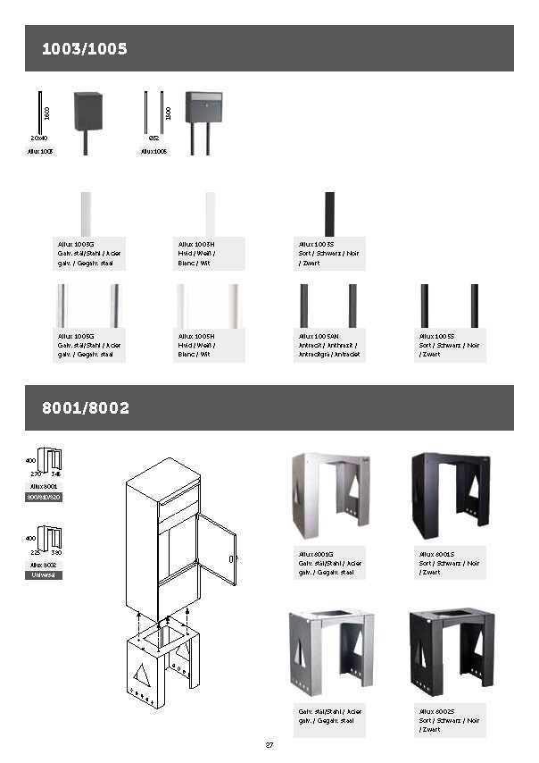 Allux-Stands-1003-1005-Design-Serie-Briefkasten-Staender