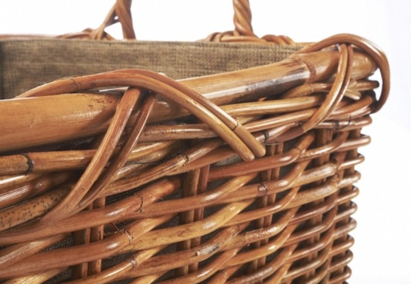 Lacak Rattan Holzkorb eckig mit Henkel