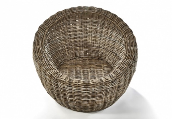 Rattan Loungesessel Rondo mit Kissen