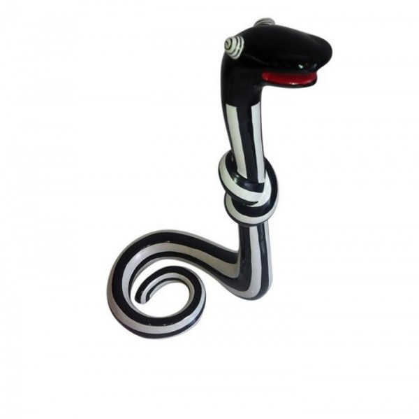Schlange aus Fiberglas - Standing Snake Black & White