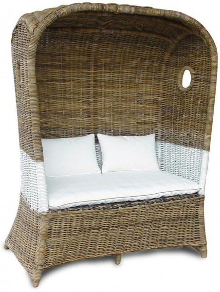Rattan Strandkorb 132x172cm mit Kissen