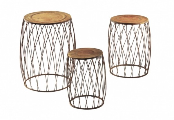 Rostmetall Pflanzenständer rund 3er Set