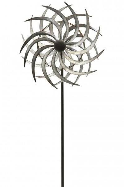 Windrad Silver aus Metall ø 38 - Höhe inkl. Stab 150 cm