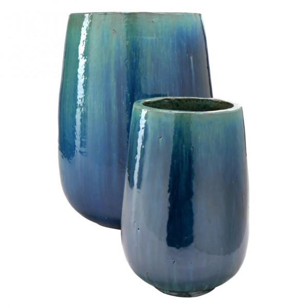 Vase Ozeanblau Keramik 2er Set