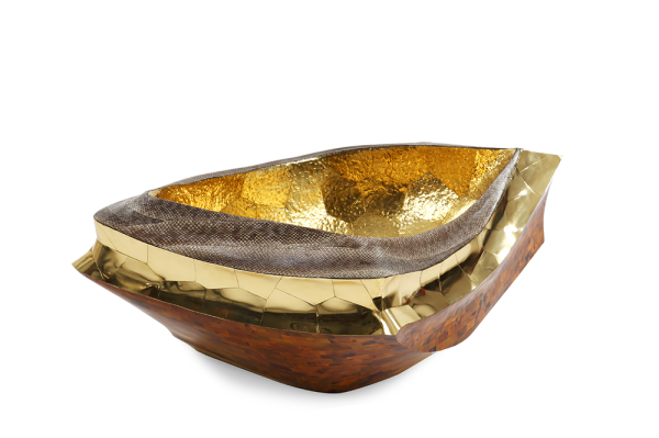 Grab Dekoschale mit gehämmerten Messing