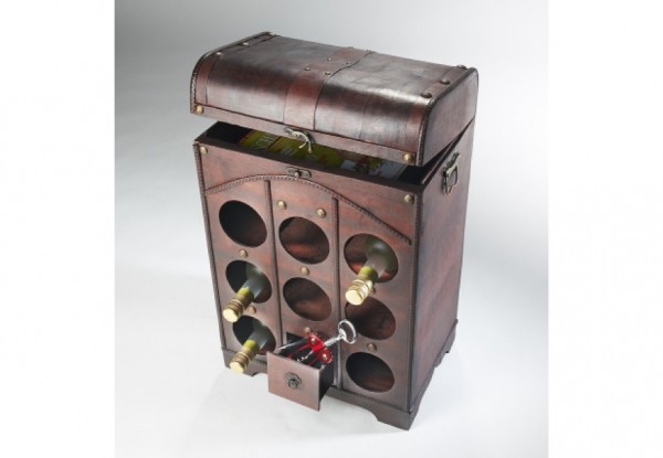 Domingo Weinregal Holztruhe braun
