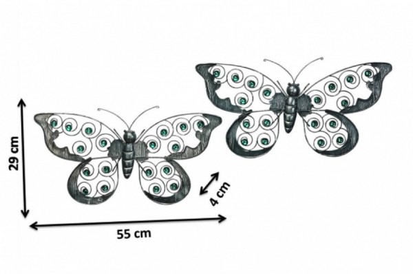 Deko Schmetterling Graubind aus Metall - 2er Set