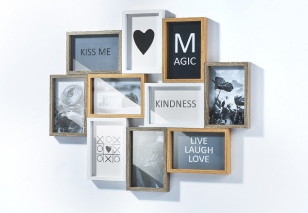 Holz Bilderrahmen Collage für 10 Bilder